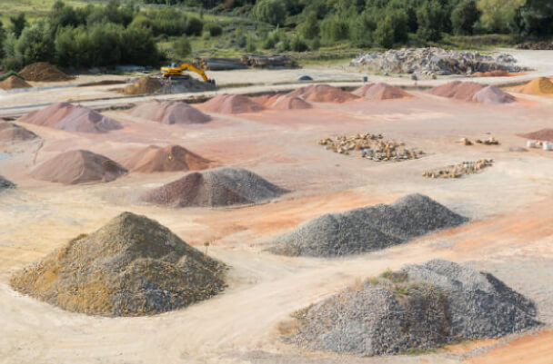 Various stone aggregate piles