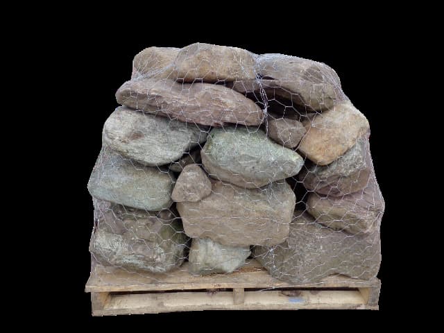 Pile of PA fieldstone boulders on wooden pallet