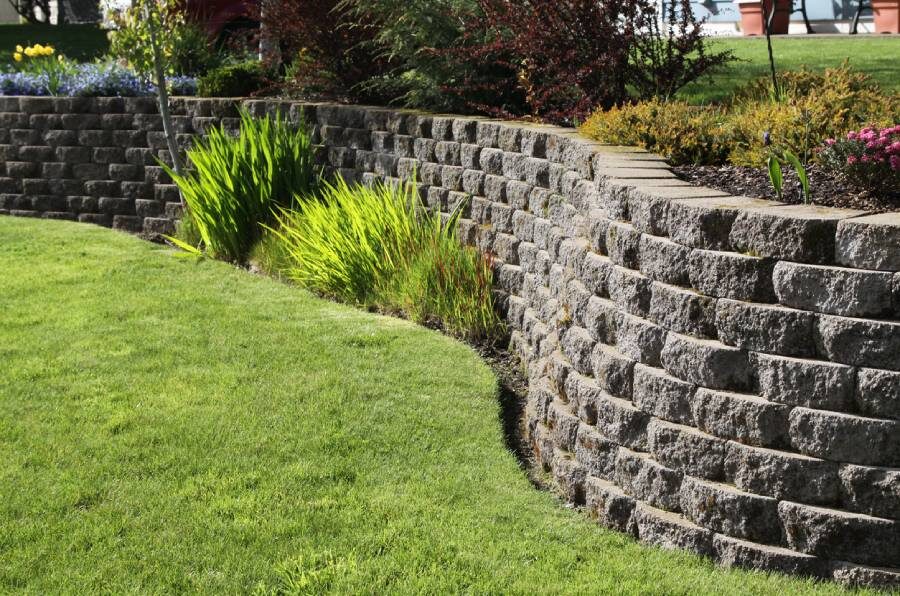 Beautiful retaining wall accounting for elevation change in property